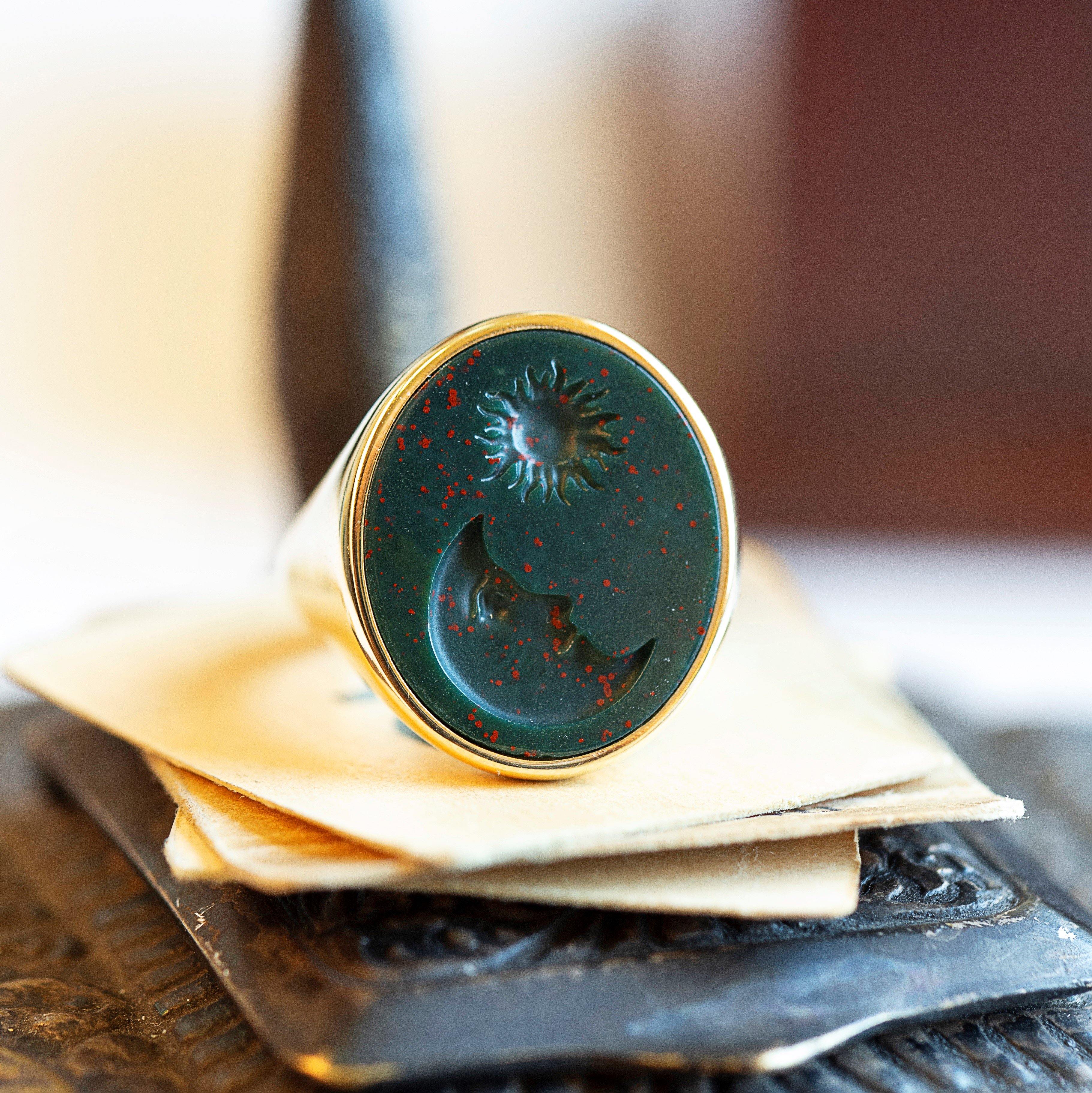 BLOODSTONE MOON RING - Danelian Jewelry
