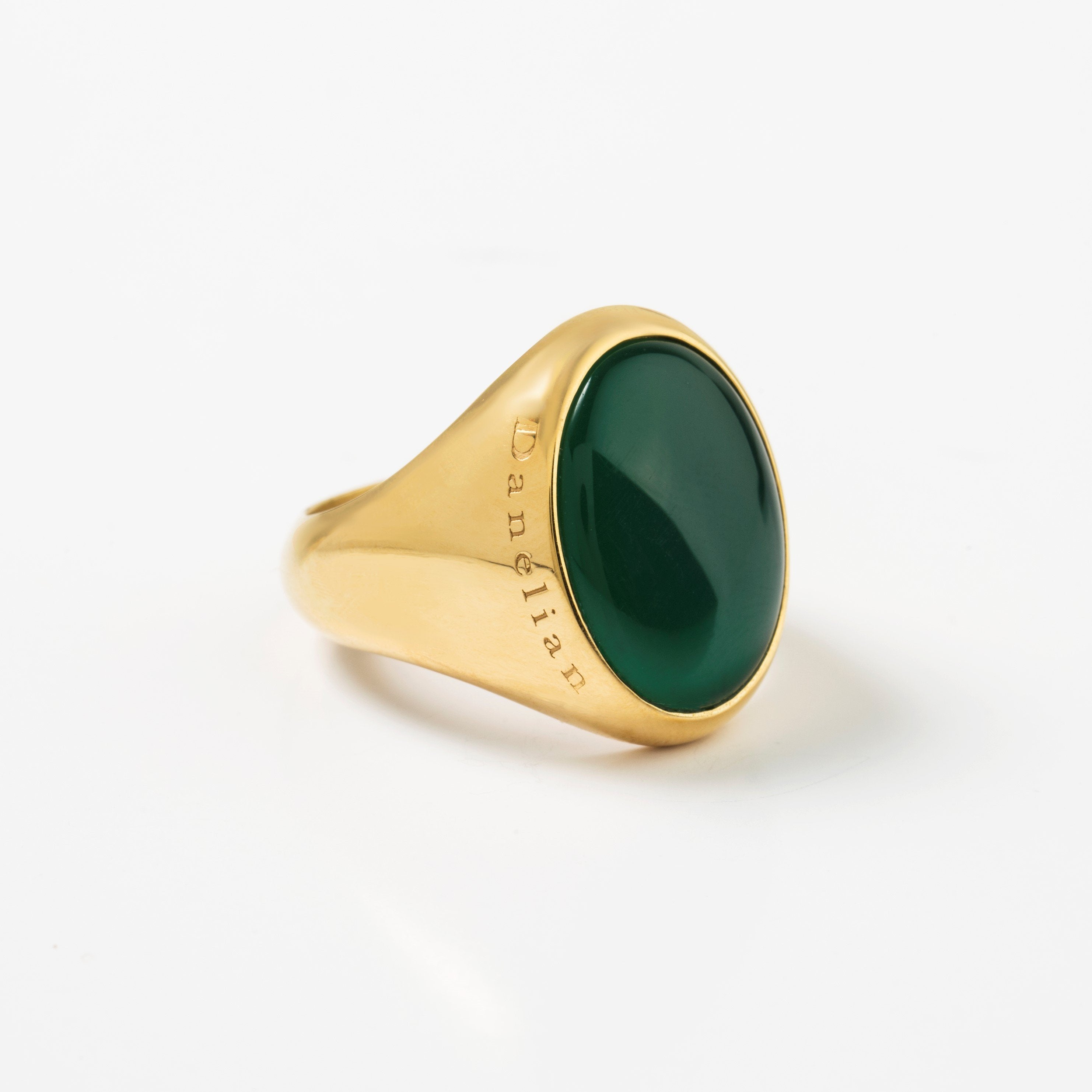 LARGE GREEN ONYX SIGNET RING - Danelian Jewelry