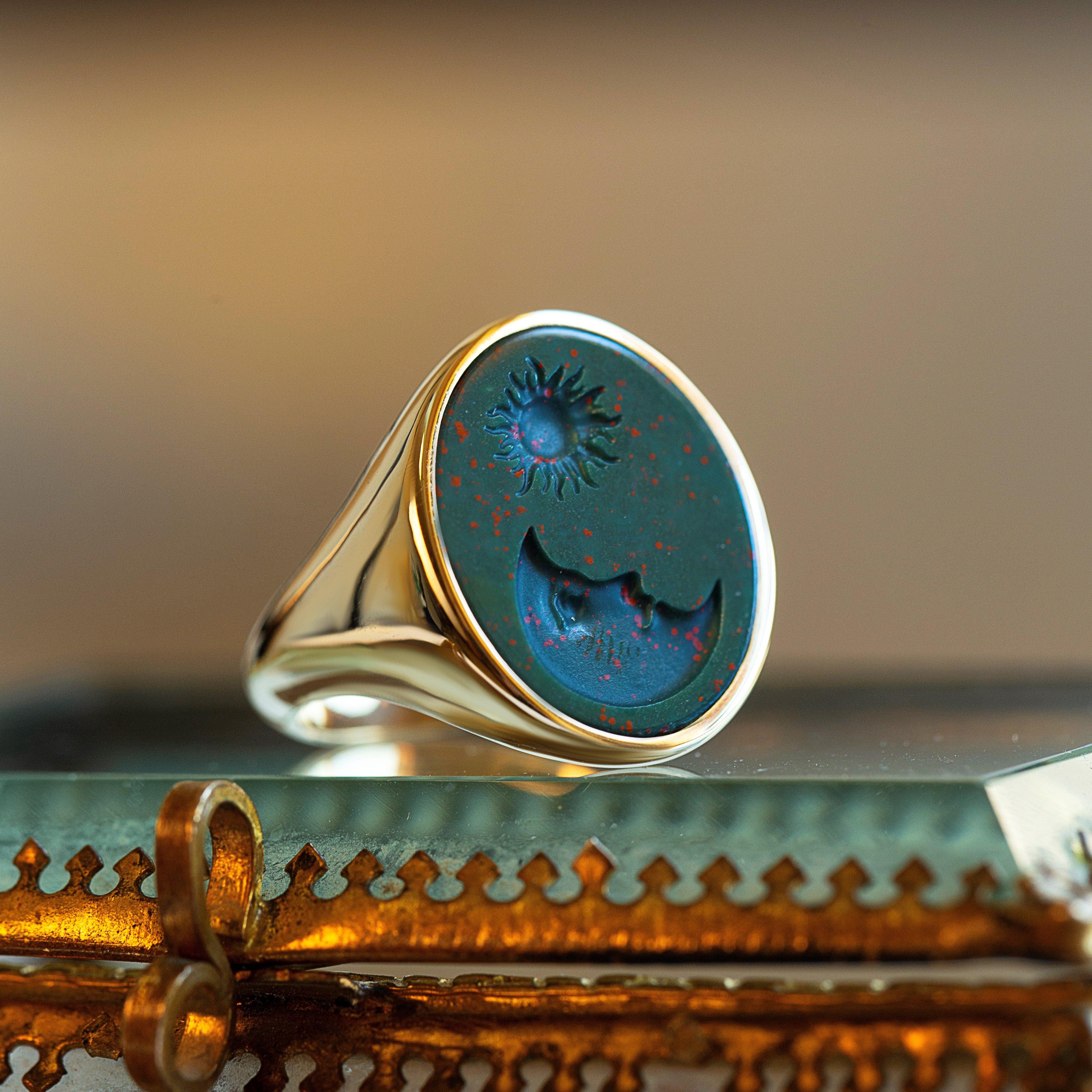 BLOODSTONE MOON RING - Danelian Jewelry