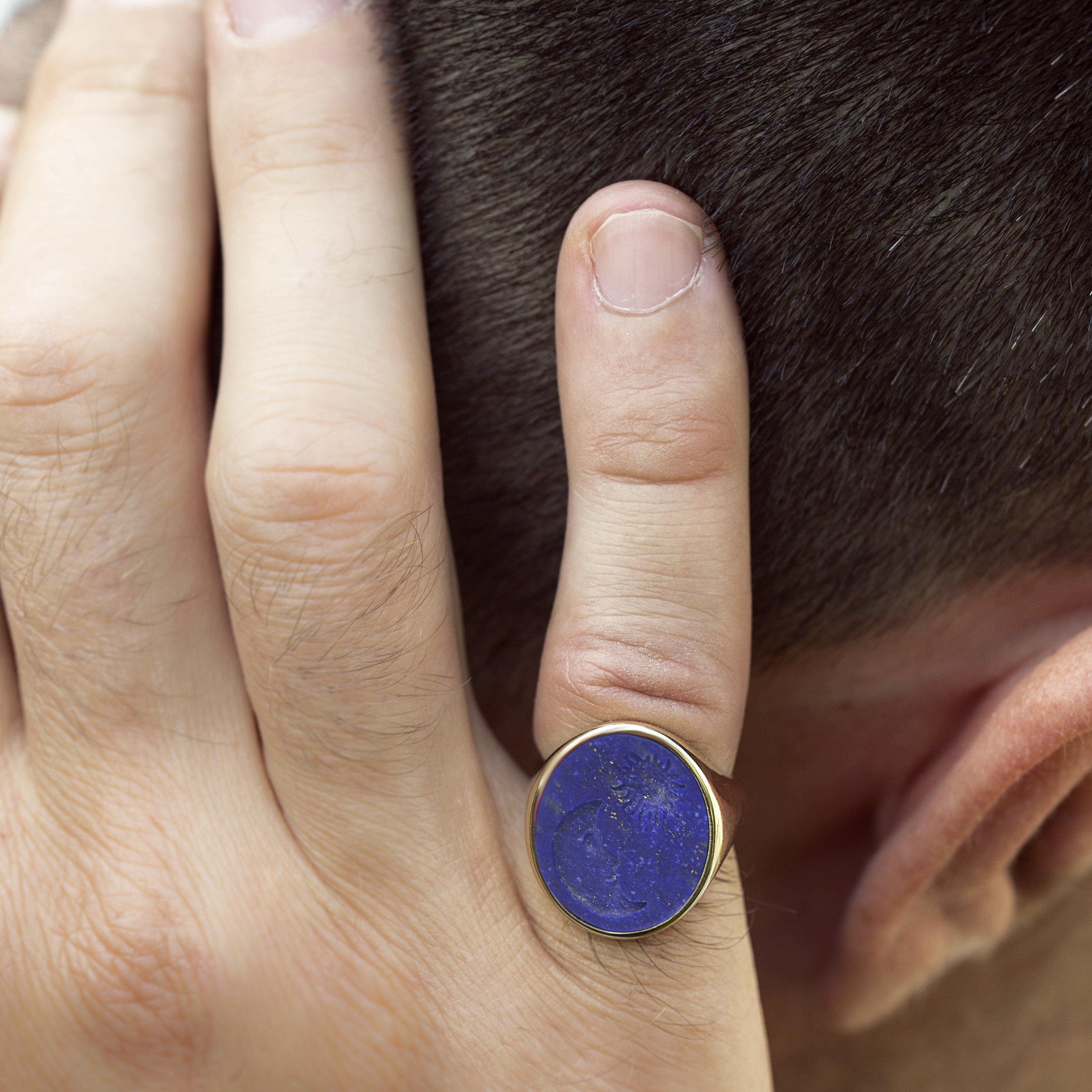 LAPIS LAZULI MOON RING - Danelian Jewelry
