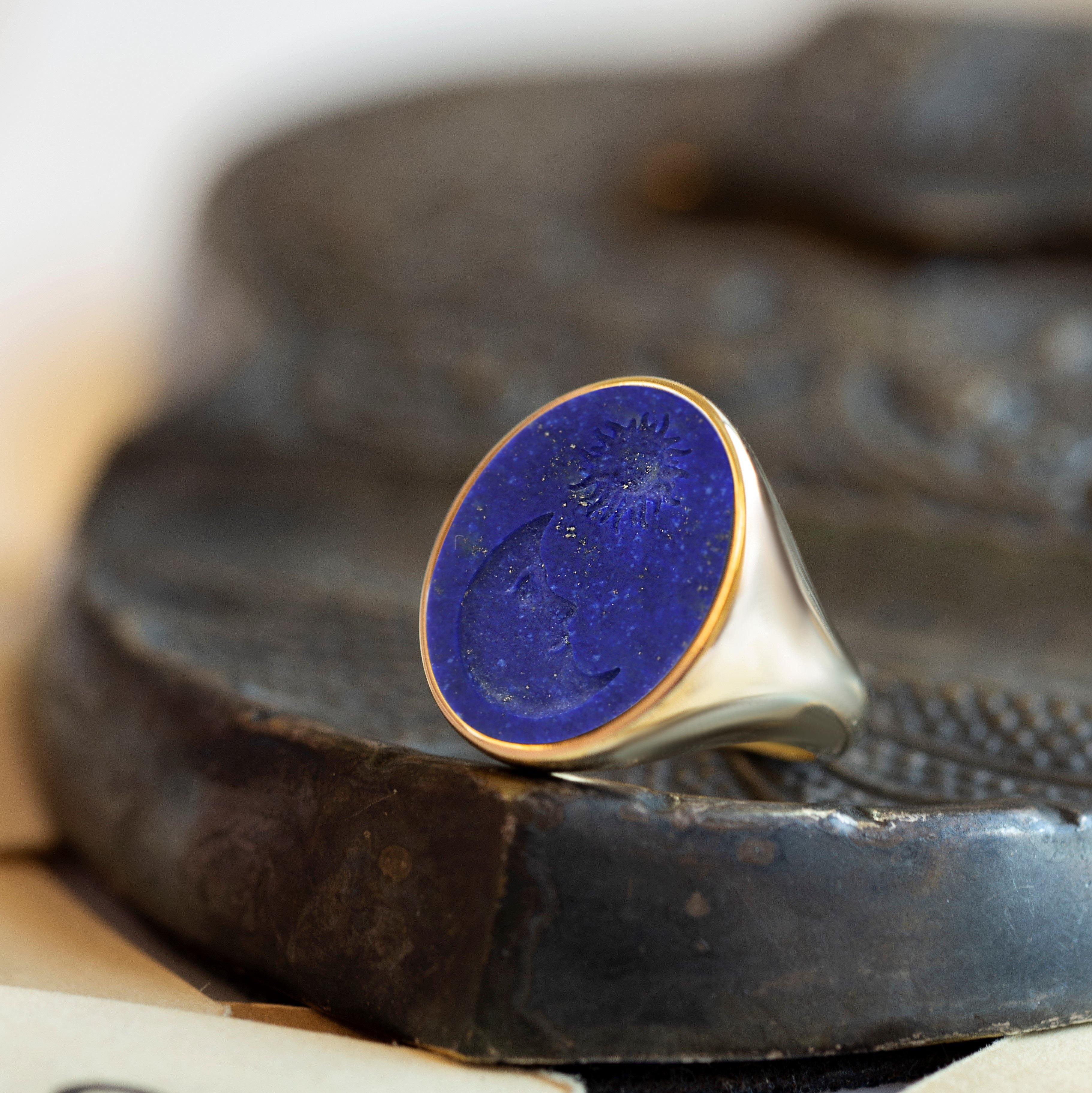 LAPIS LAZULI MOON RING - Danelian Jewelry