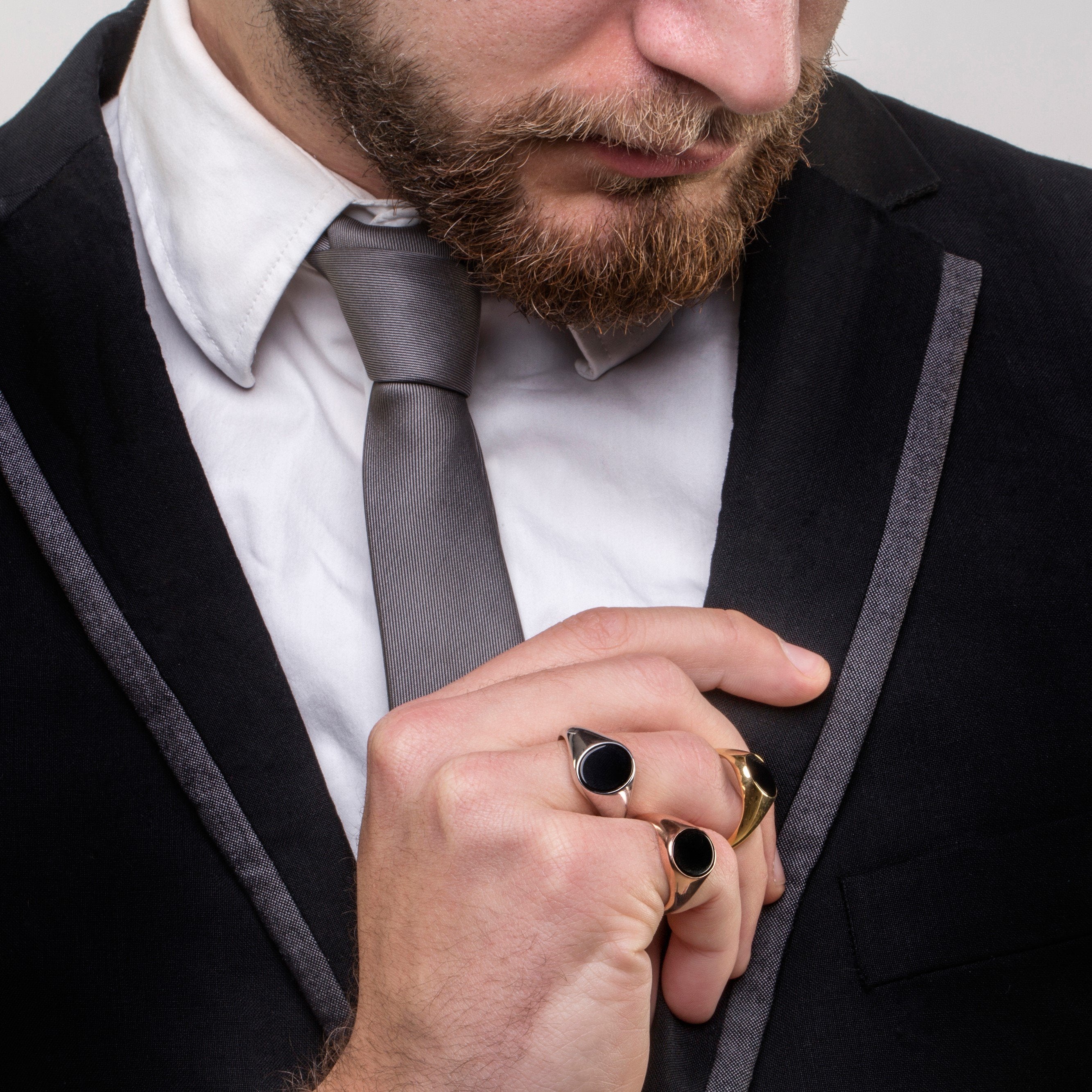 Black onyx engagement ring rose gold,Pear shaped wedding ring set Vint –  HelloRing