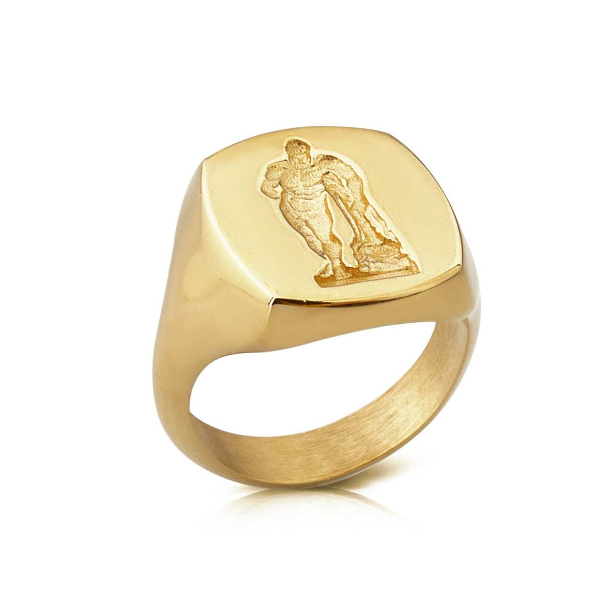 Hercules Statue Gold Signet Ring | Men Thick Ring | Danelian Jewelry
