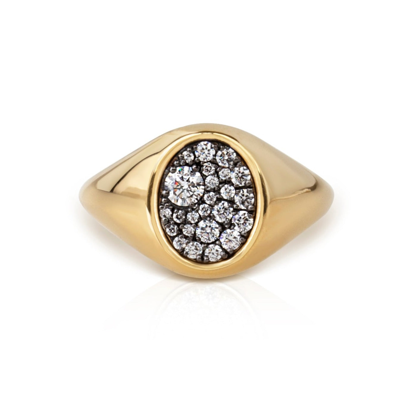 Gold and diamond signet ring ring 