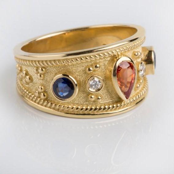 SAPPHIRE BYZANTINE RING - Danelian Jewelry