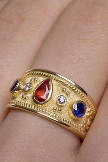 SAPPHIRE BYZANTINE RING - Danelian Jewelry