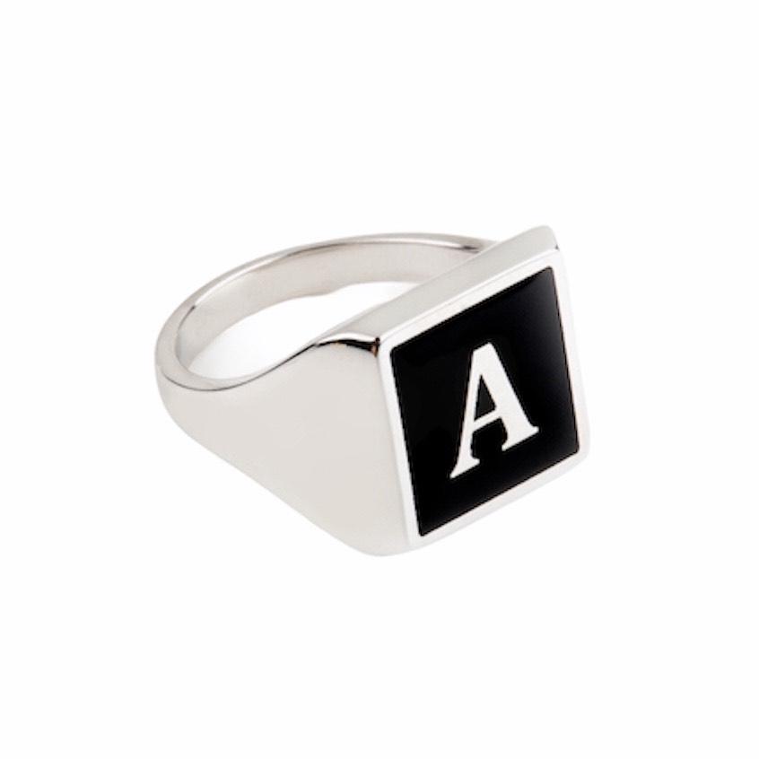 Mens silver store initial rings