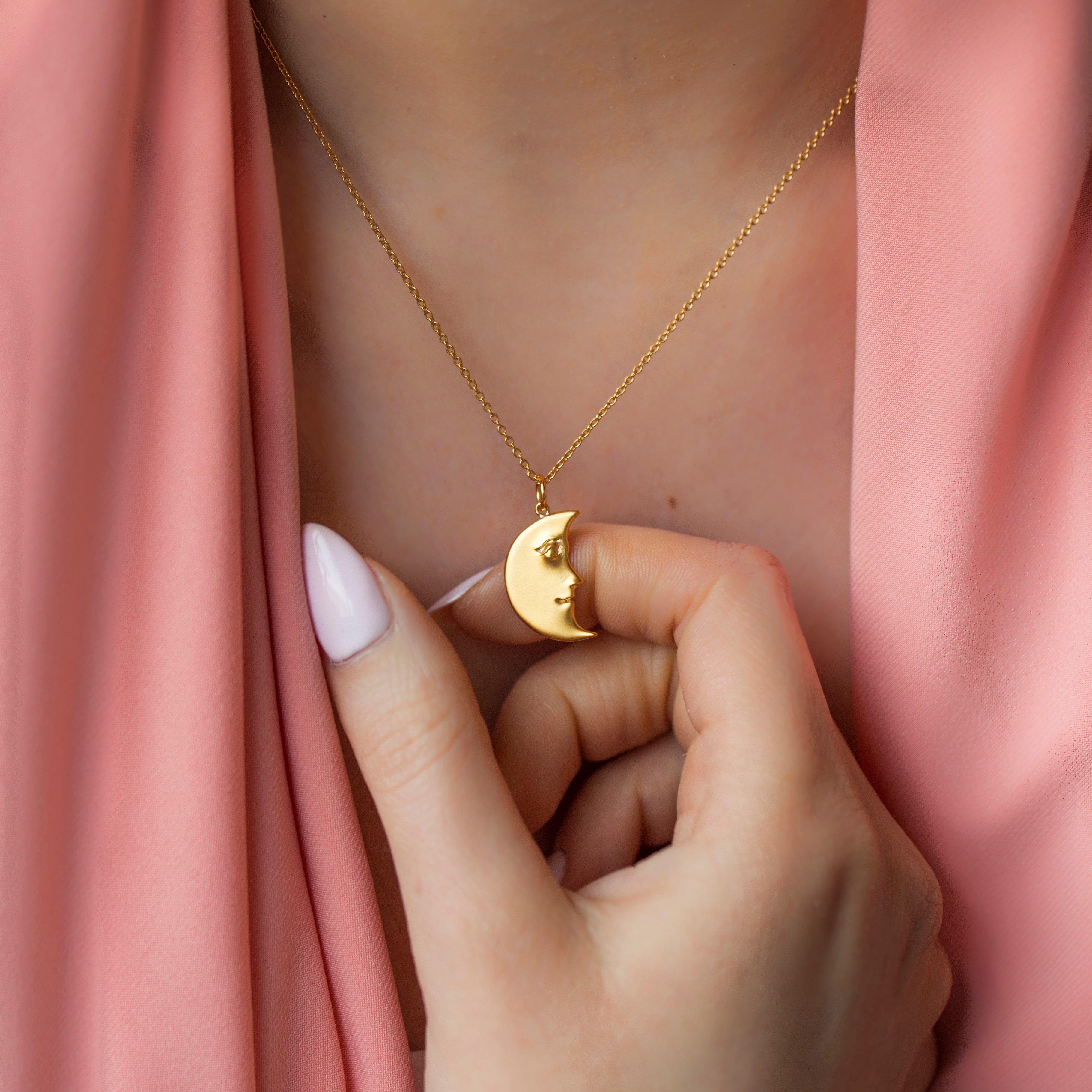 Dainty shops gold moon necklace